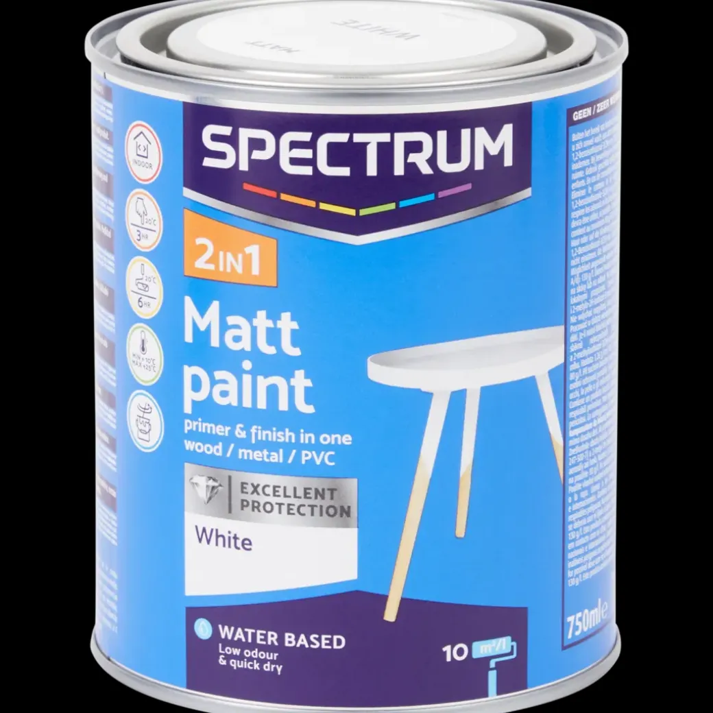 Peinture mate 2-en-1 Spectrum Blanc Blanc 750 ml | Action FR
