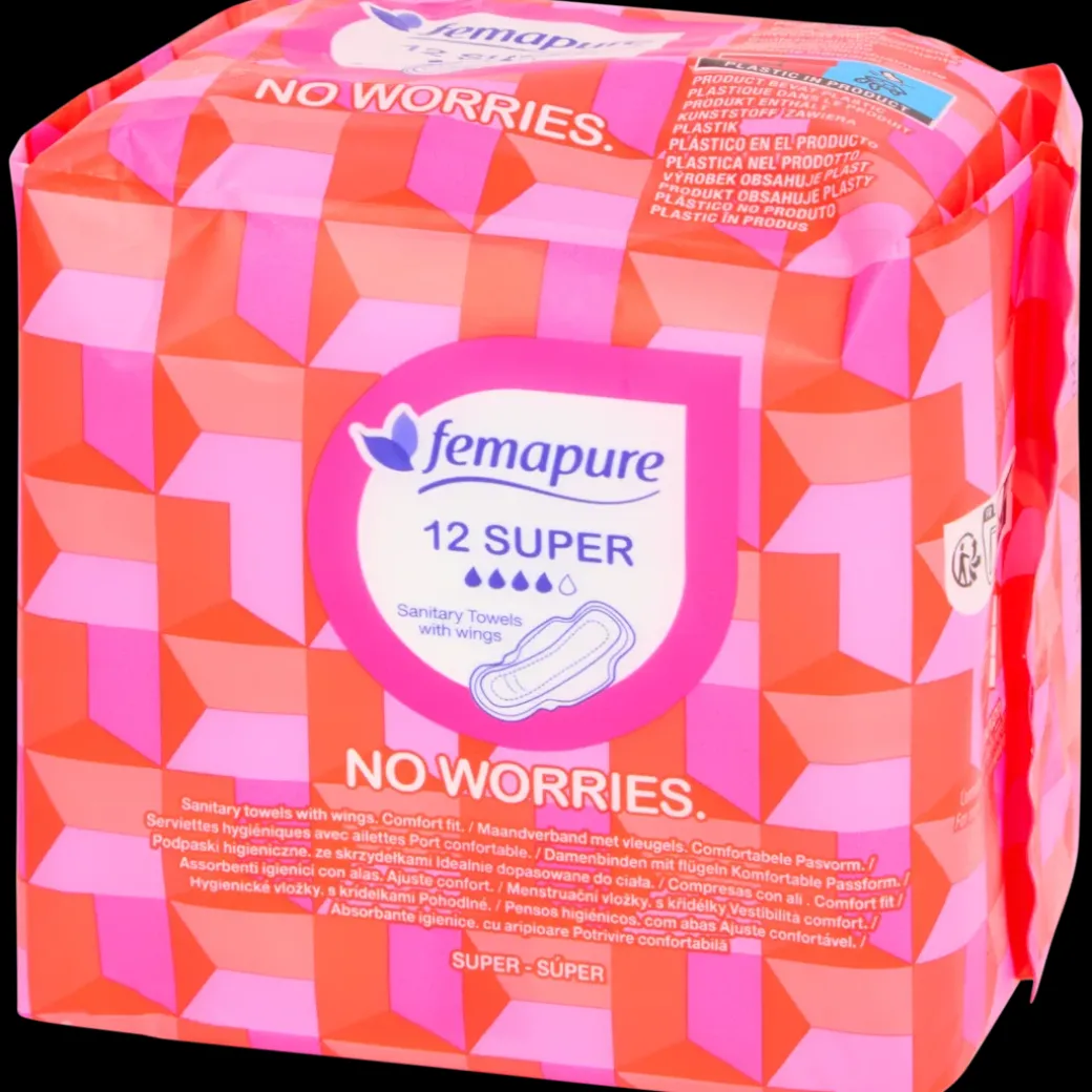 Serviettes hygiéniques Femapure No Worries Super 12 Pièces | Action FR